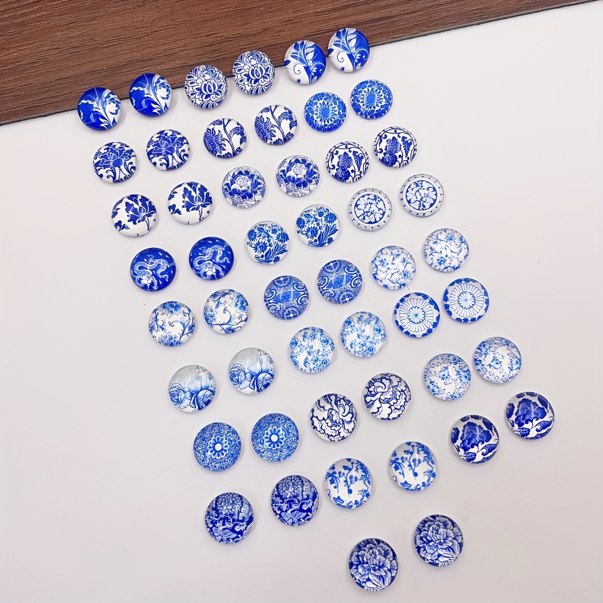 

50pcs 25pairs 12mm Mix Styles Porcelain Glass Cabochons Diy Special Jewelry Making Decorative Accessories