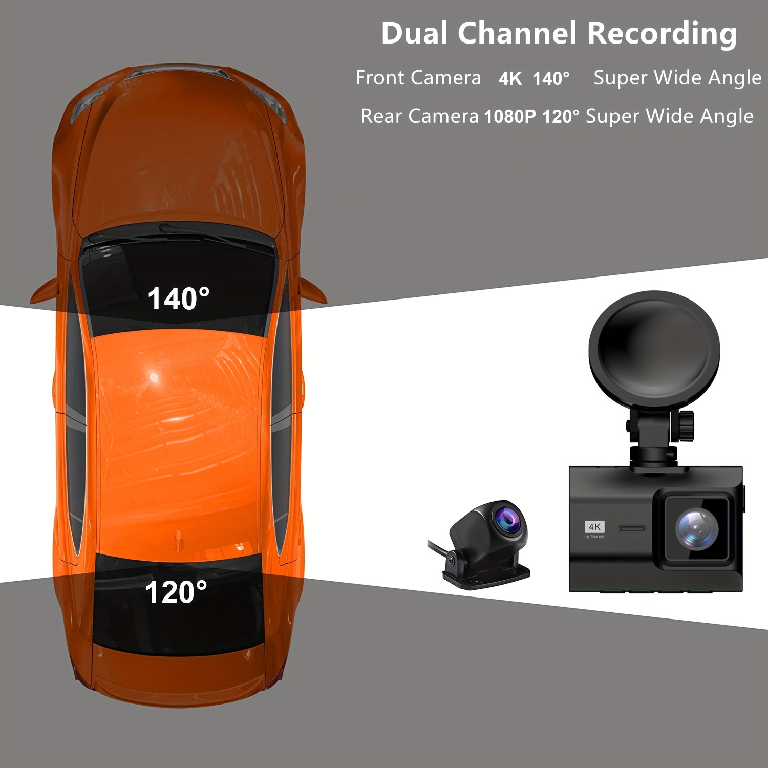 4k Dual Dashcam Built in Wifi Gps Front 4k And Rear 1080p - Temu