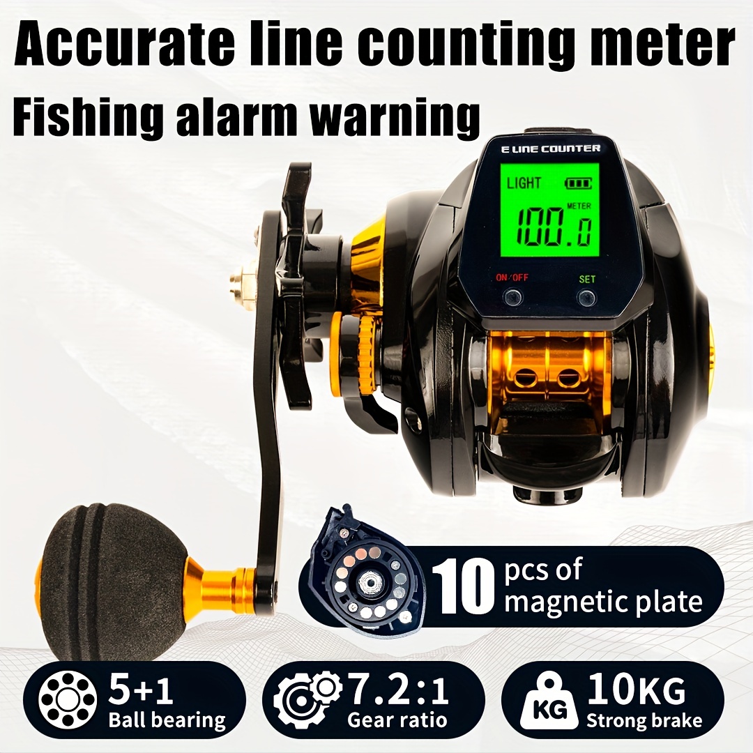 6.3:1 Digital fishing baitcasting left fishing reel with accurate line  counter large display casting reel fishing tool accessory