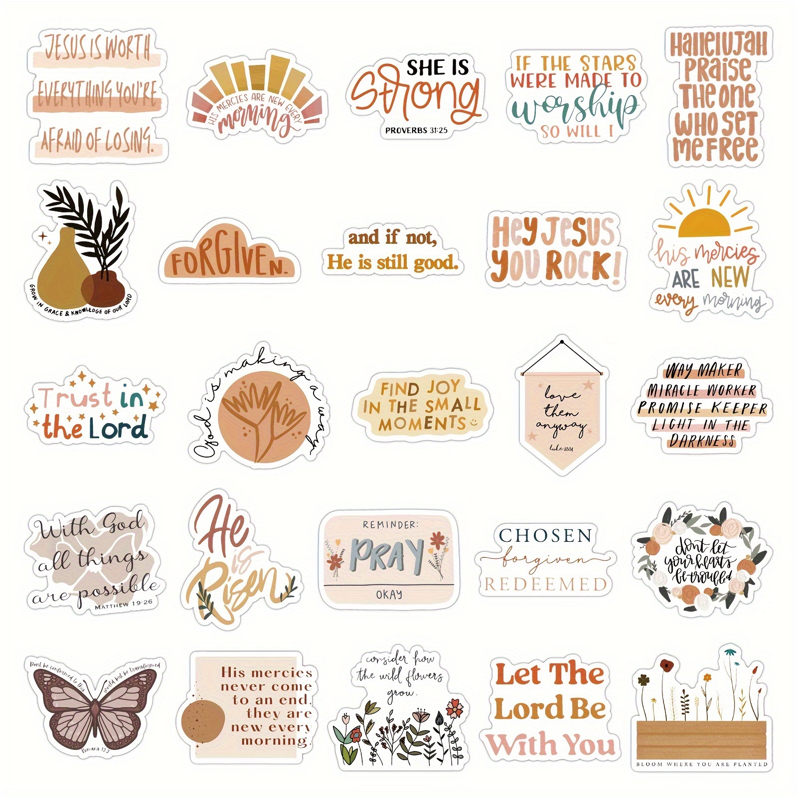 Christian Stickers for Water Bottles - 77 Inspirational Jesus Faith  Stickers Pack with Bible Verse Motivational Stickers | 77 Pieces of  Religious