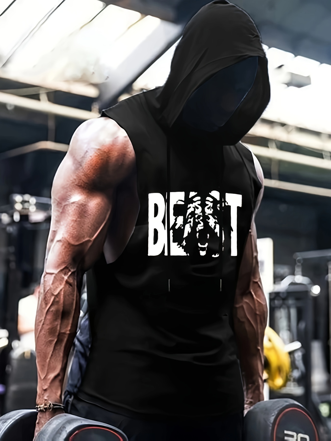 Men Summer Hooded Tank Vest Top Sleeveless Hoodie Muscle Casual Gym Sports  Sweatshirt