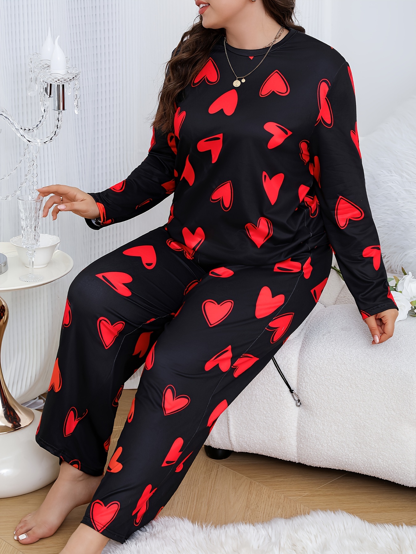 Women's Valentine's Day Casual Outfits Set Plus Size Heart - Temu Canada