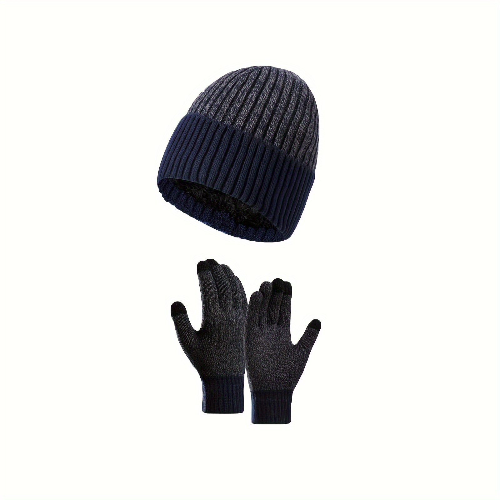 Gorros y Guantes Hombre, Guantes Lana Marino