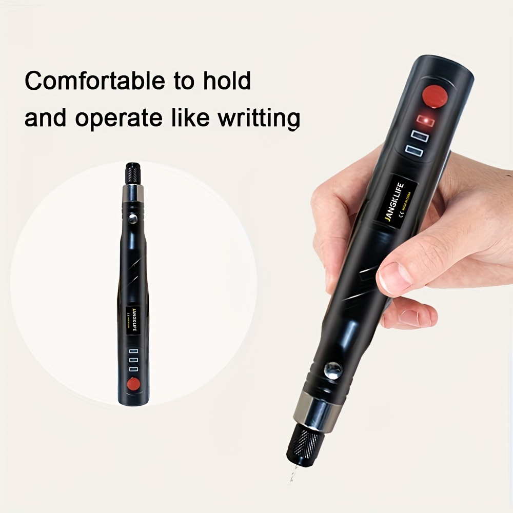 Electric Engraving Pen 280mAh Cordless Micro Carving Pen with 3 Adjustable  Speed 