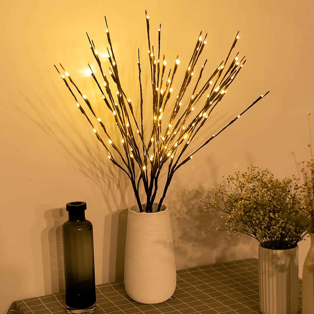 

3pcs Led Branch Light Battery Operated Lighting Branch Willow Tree Branch Lighting For Home Indoor Vase Decoration Party Outdoor Warm White 70cm Length 20 Lights