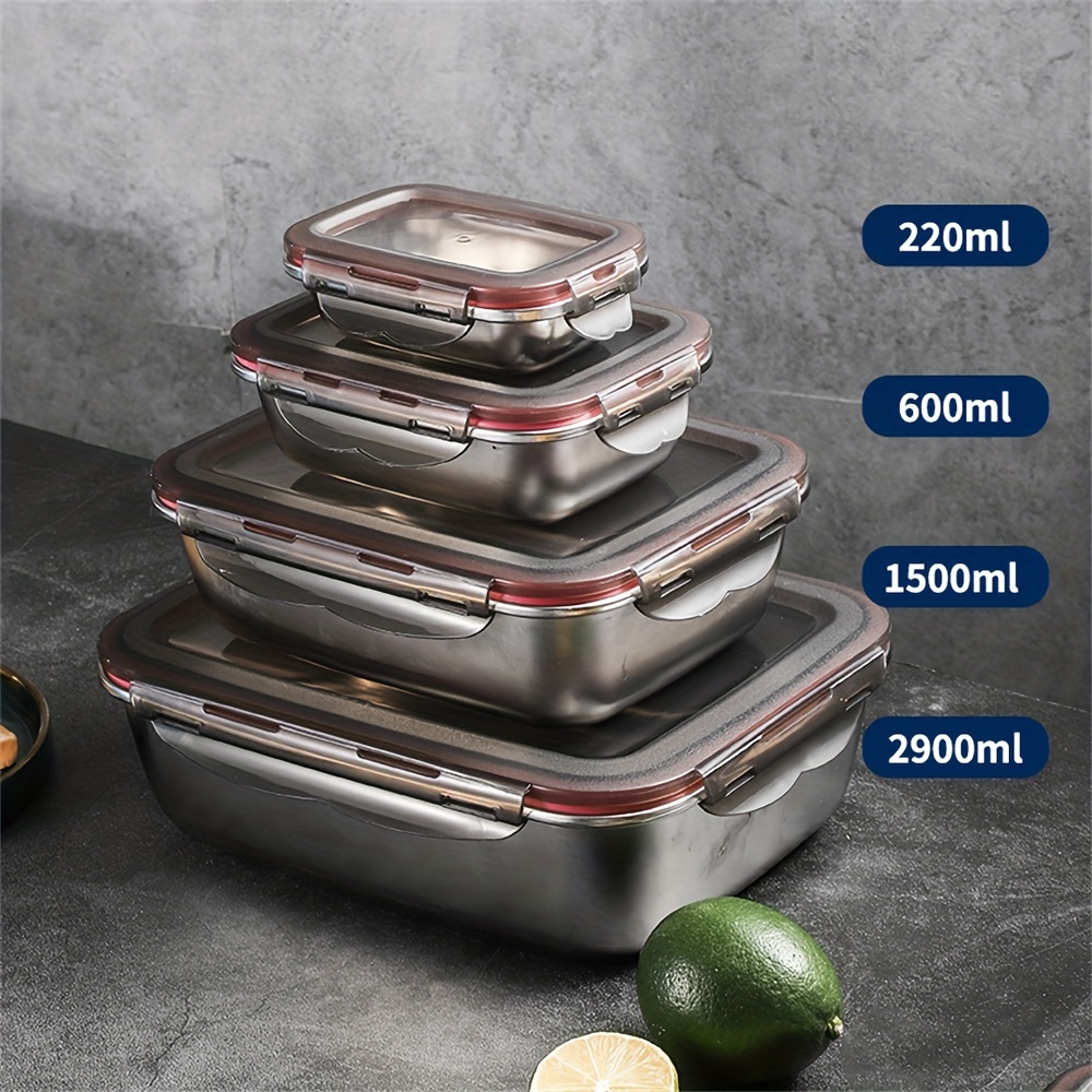 Square Stainless Steel Containers | Microwave-Safe Green / 600 ml