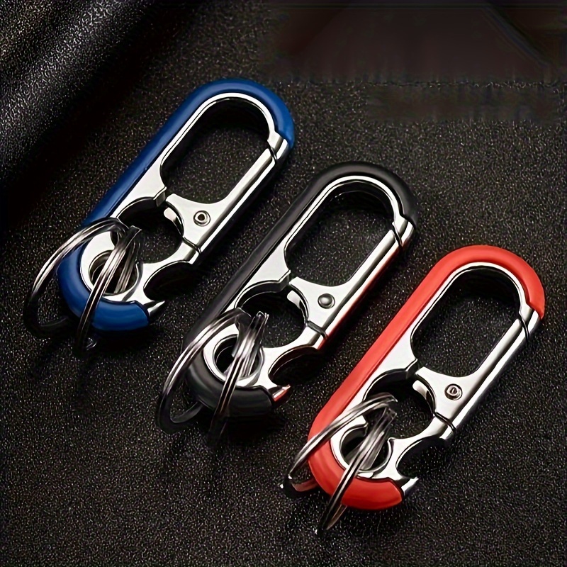 

1pc Business Waist Hanging Car Key Ring, Creative Bottle Opener Double Ring, Anti-lost Key Ring For Men