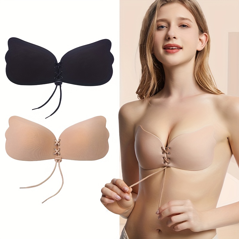 Women Adhesive Plus Clear Strap Sticky Invisible Bra For - Temu