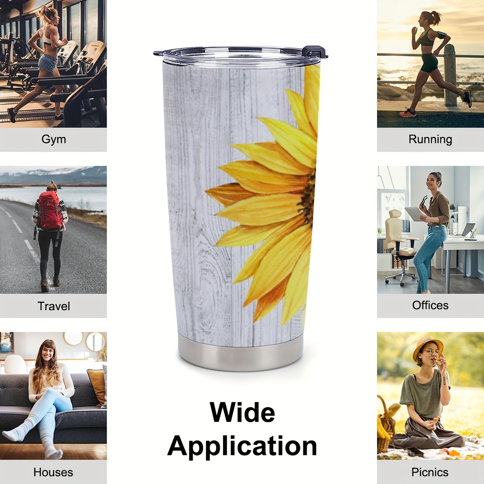 Sunflower Tumbler Travel Cup Insulated Coffee Mug Gifts - Temu