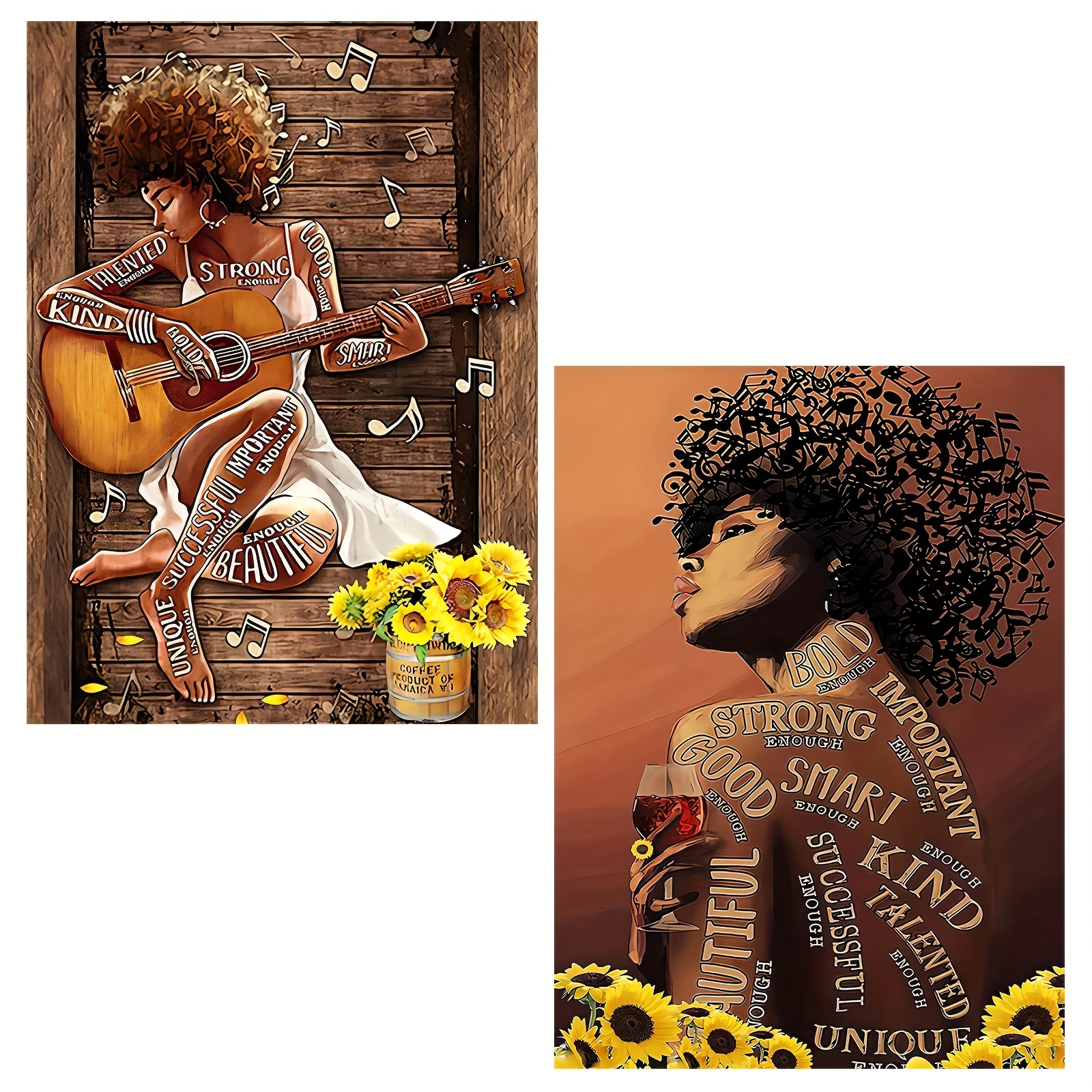 1pc citation inspirante Dieu dit que vous êtes affiche, impressions  magiques de fille noire afro-américaine, art mural de fleur de femme noire,  peinture de décor à la maison de toile de tournesol