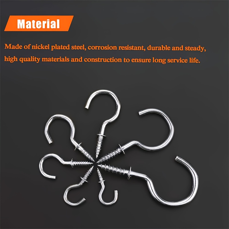 Nickel Plated Steel Cup Hooks Small Screw In Hooks Ceiling - Temu