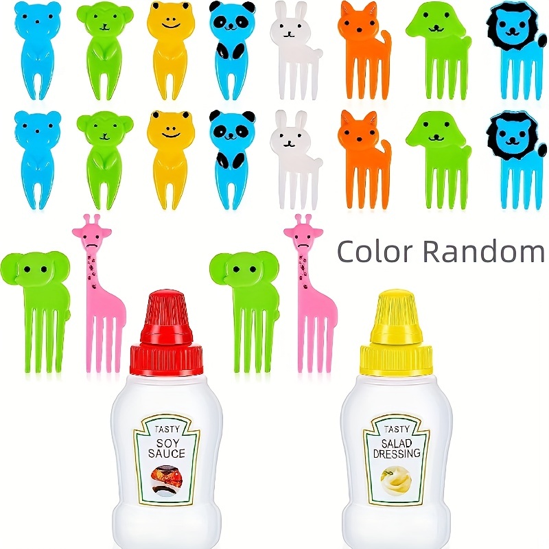 Mini Condiment Bottle Ketchup Squeeze Bottle Kids Animal Food Pick