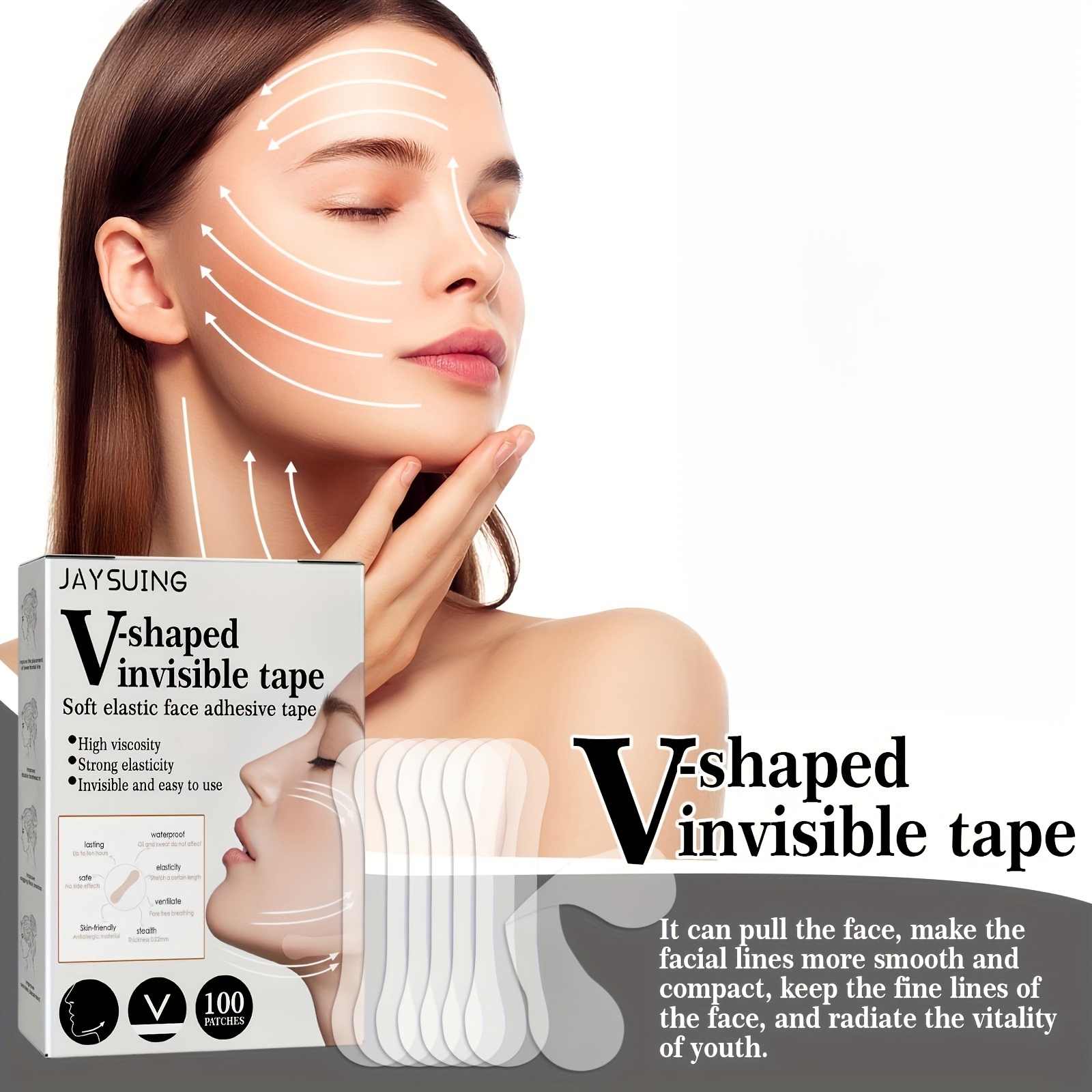 60pcs unsichtbare Facelift-Aufkleber Set Instant Face Lift Tape Elastizität  Hals Augenlift Pflaster 