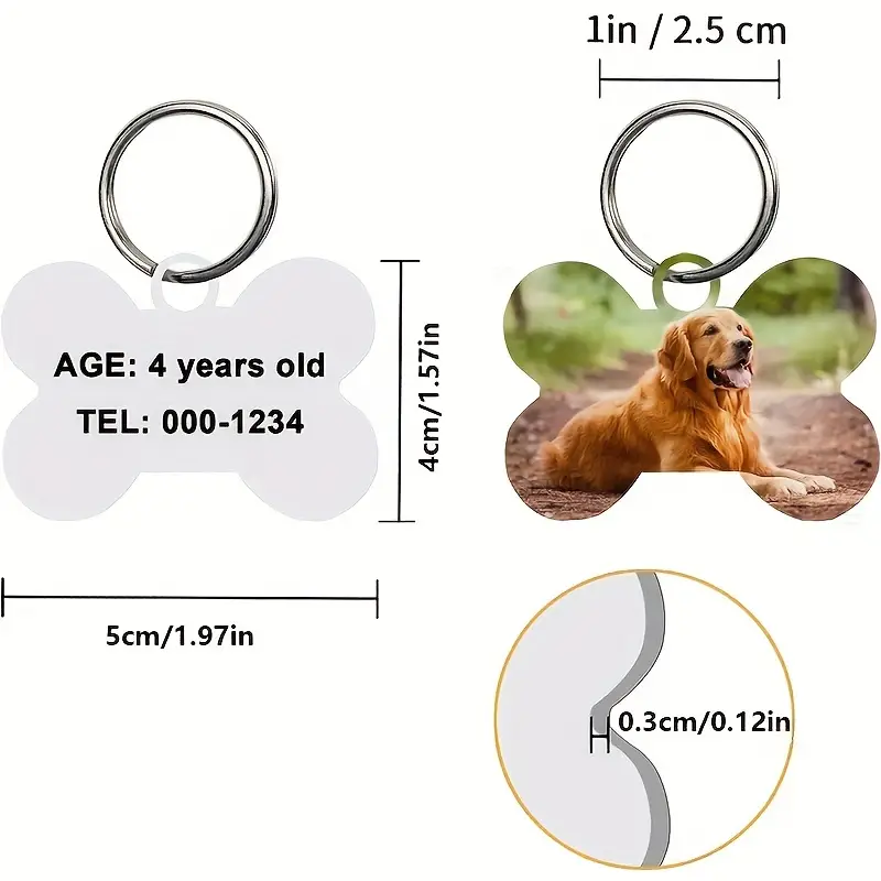 Stainless Steel Bone Shape With Paw Blank Dog Id Tag For - Temu