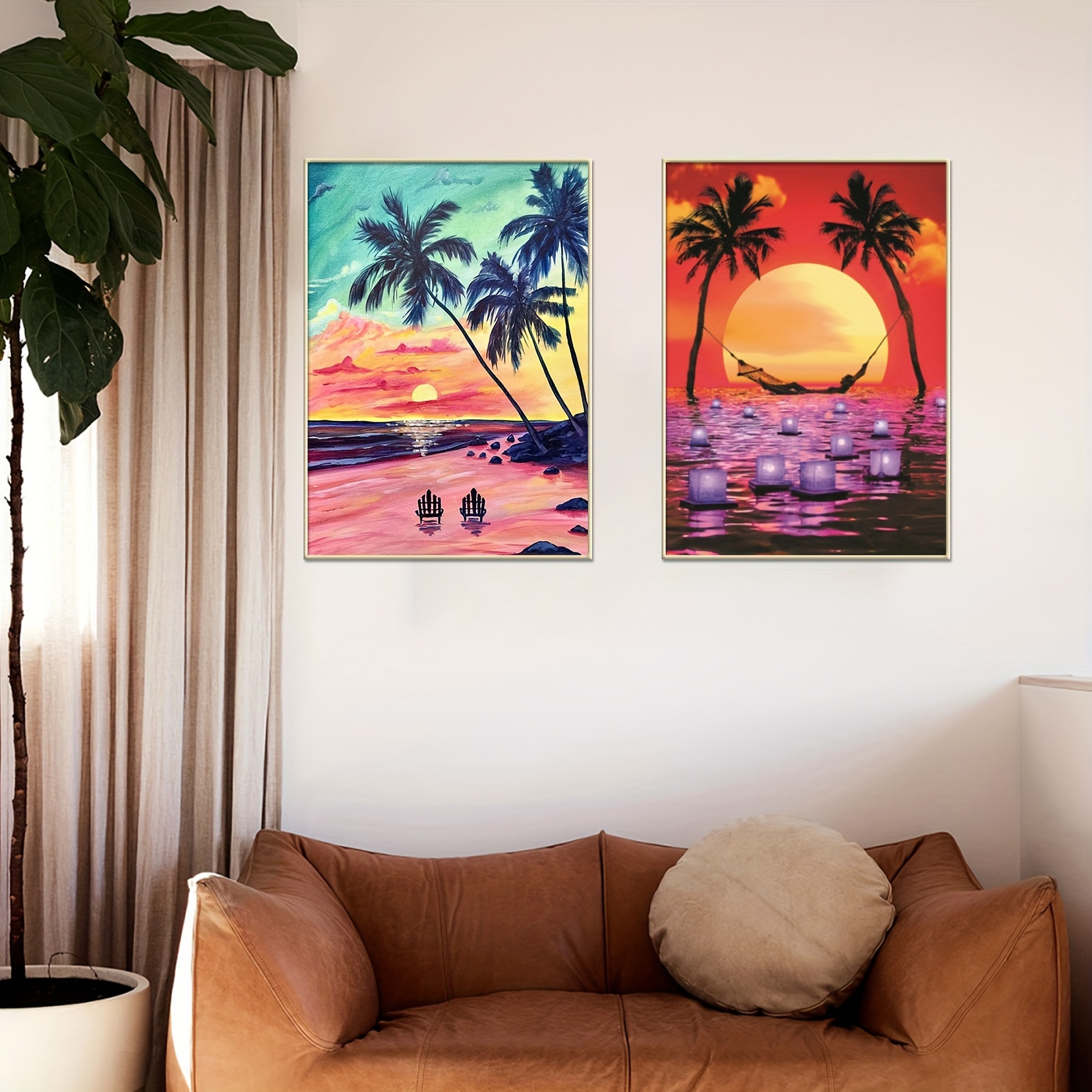New Large Size Diamond Painting 5D DIY Beach Landscape Decorative Painting  Frameless Living Room Bedroom Decoration Gift Painting 40*70cm/15.7*27.5in