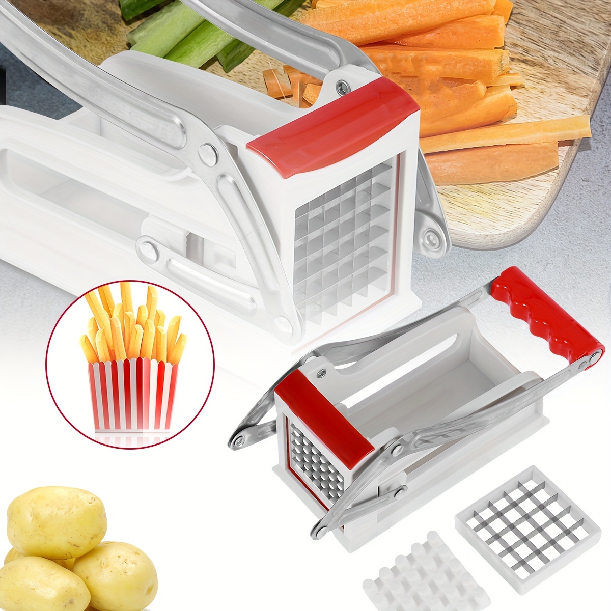 Machine professionnelle de découpe de pommes de terre à la française, avec  2 lames, trancheur de légumes manuel en acier inoxydable, Gadgets de cuisine