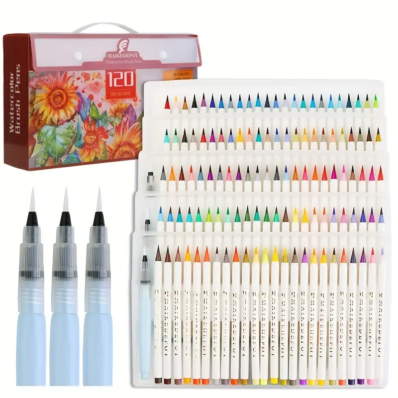 Watercolor Brush Pen Set Watercolor Brush Pens Premium Colors - Real Brush  Tips - No Mess Storage Case - Washable Nontoxic Markers Christmas,  Halloween, Thanksgiving Gift - Temu Italy