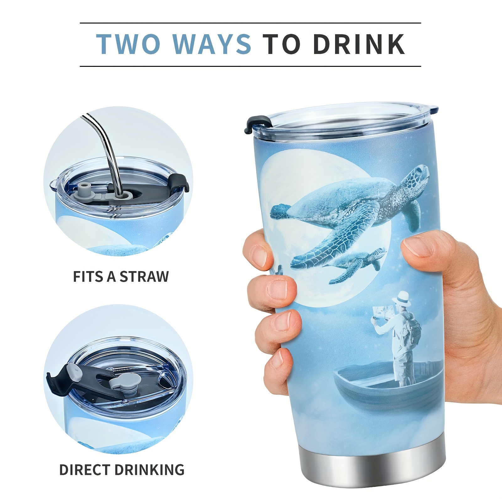 Stainless Steel Tumbler With Lid - Double Wall Insulated Travel Coffee Mug  For Coffee, Tea, And Water - Yin Yang Wolf Design - Keep Your Drinks Hot Or  Cold All Day Long - Temu