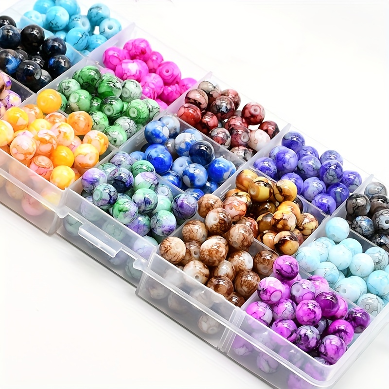 Pattern Round Glass Beads Loose Spacer Beads For Jewelry - Temu