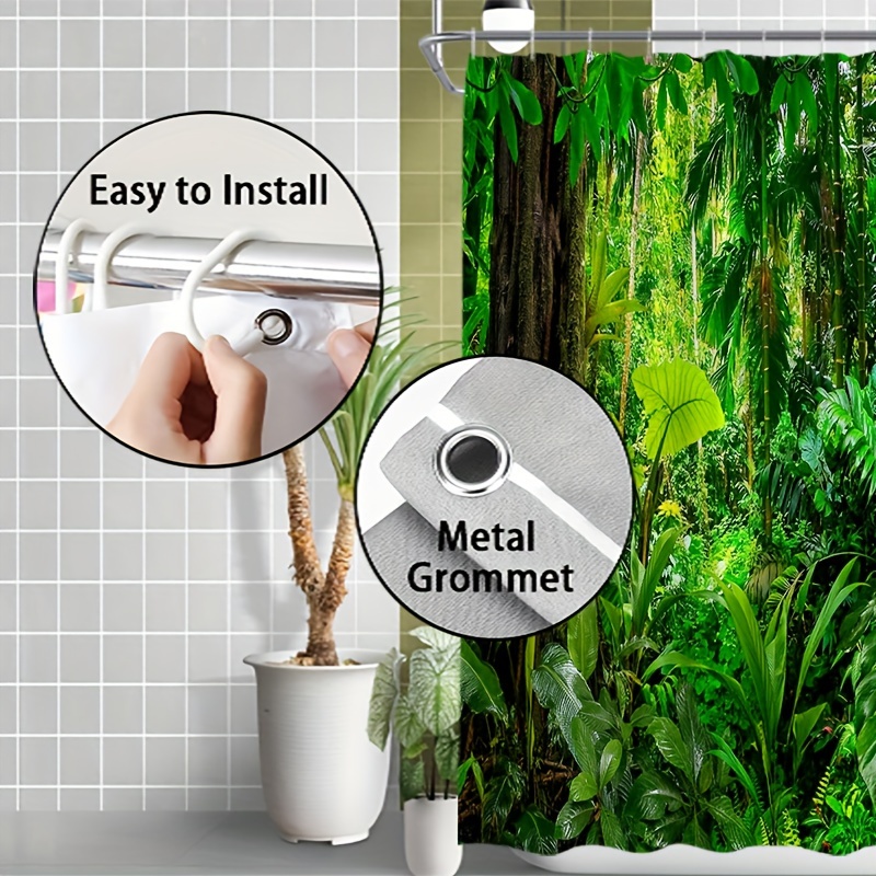 Tropical Greenery Leaves Plant Shower Curtain Waterproof Fabric