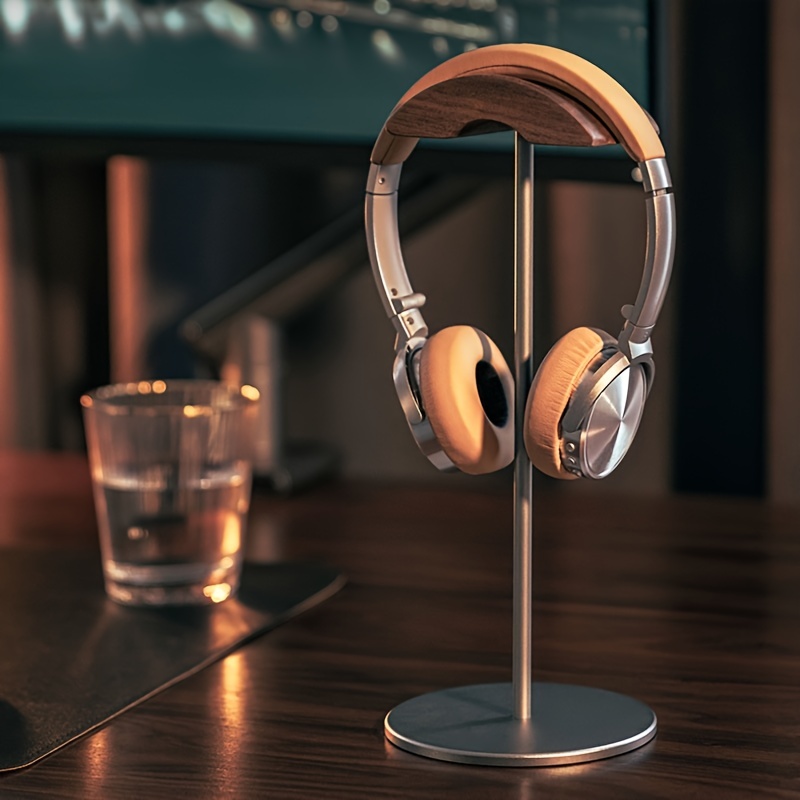 Premium Walnut Wood Aluminum Headphone Stand Heavy Duty - Temu