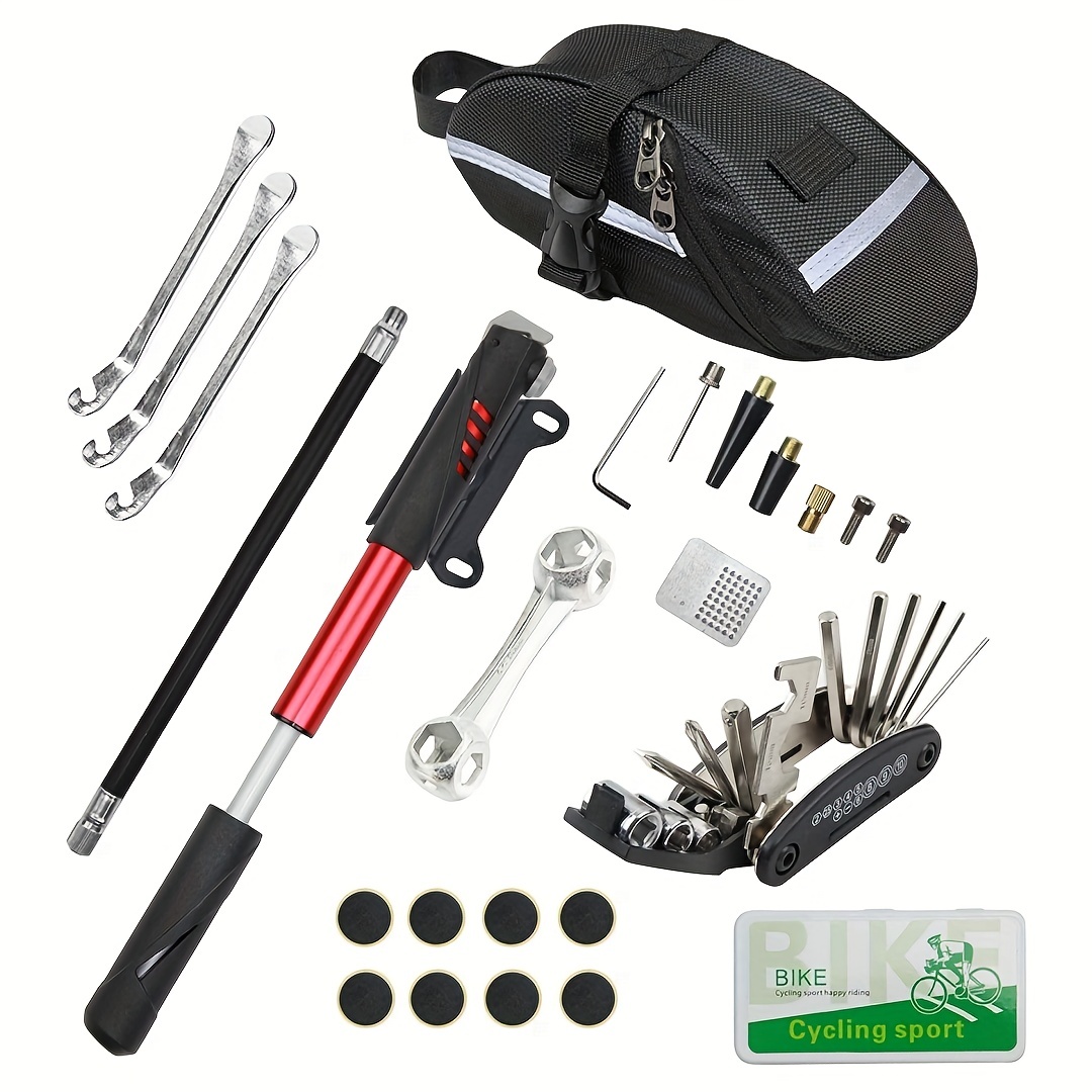 Kit de herramientas de reparación de bicicletas y bolsa de reparación de  bicicletas, kit de reparación de bicicletas Kit de herramientas de  reparación