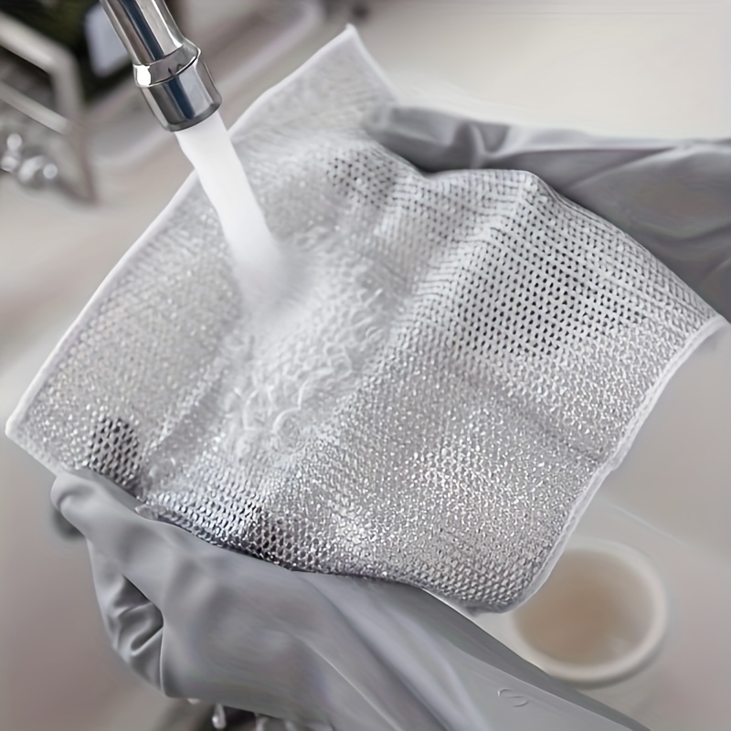 Steel Wire Dishwashing Cloth, Alternative To Steel Wire Ball, Household  Cleaning Rag, Grid, Non-stick Oil Rag, For Kitchen Countertop, Dishwashing  And Pot Scrubbing