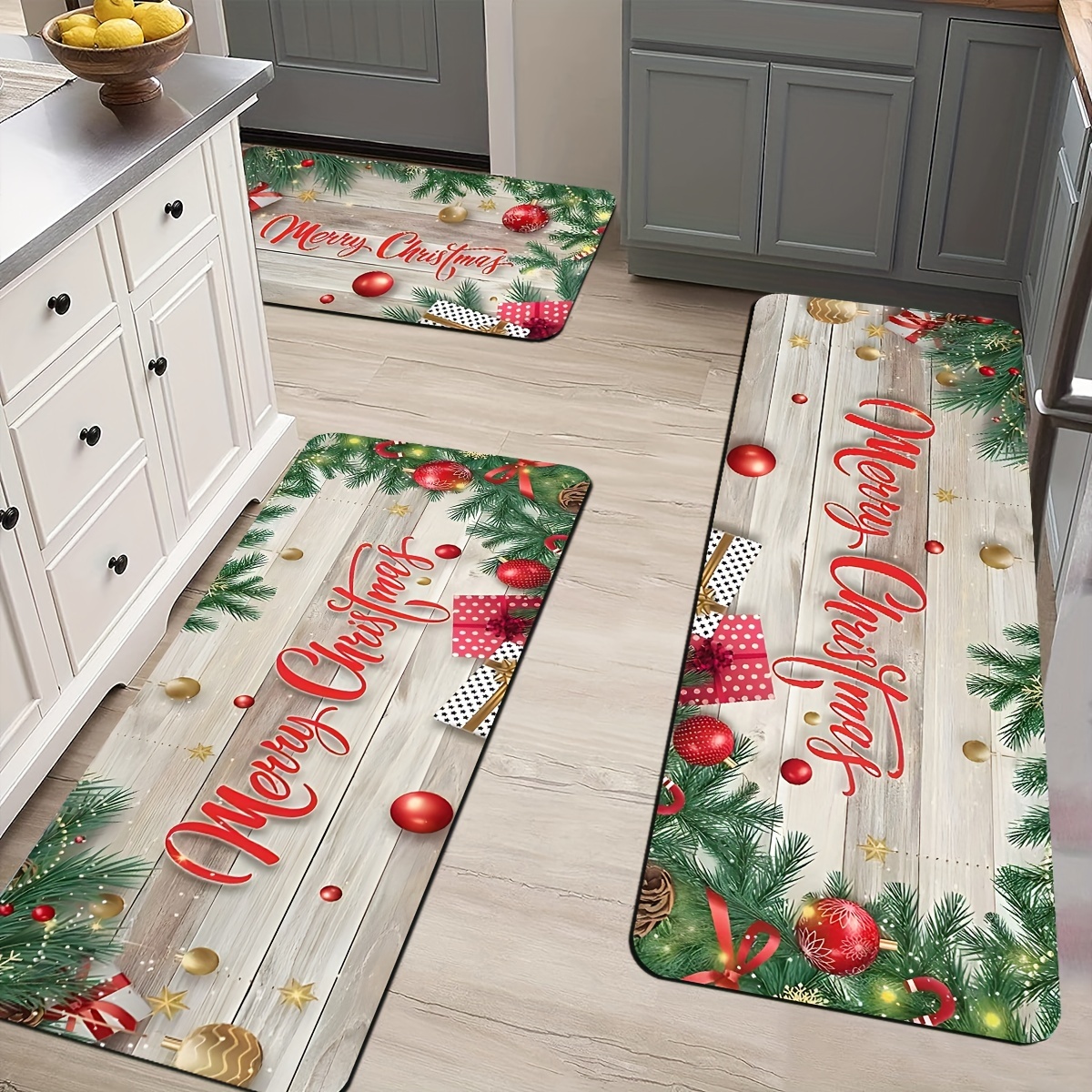 Red Santa Claus Kitchen Mat Upholstered Anti fatigue Kitchen - Temu