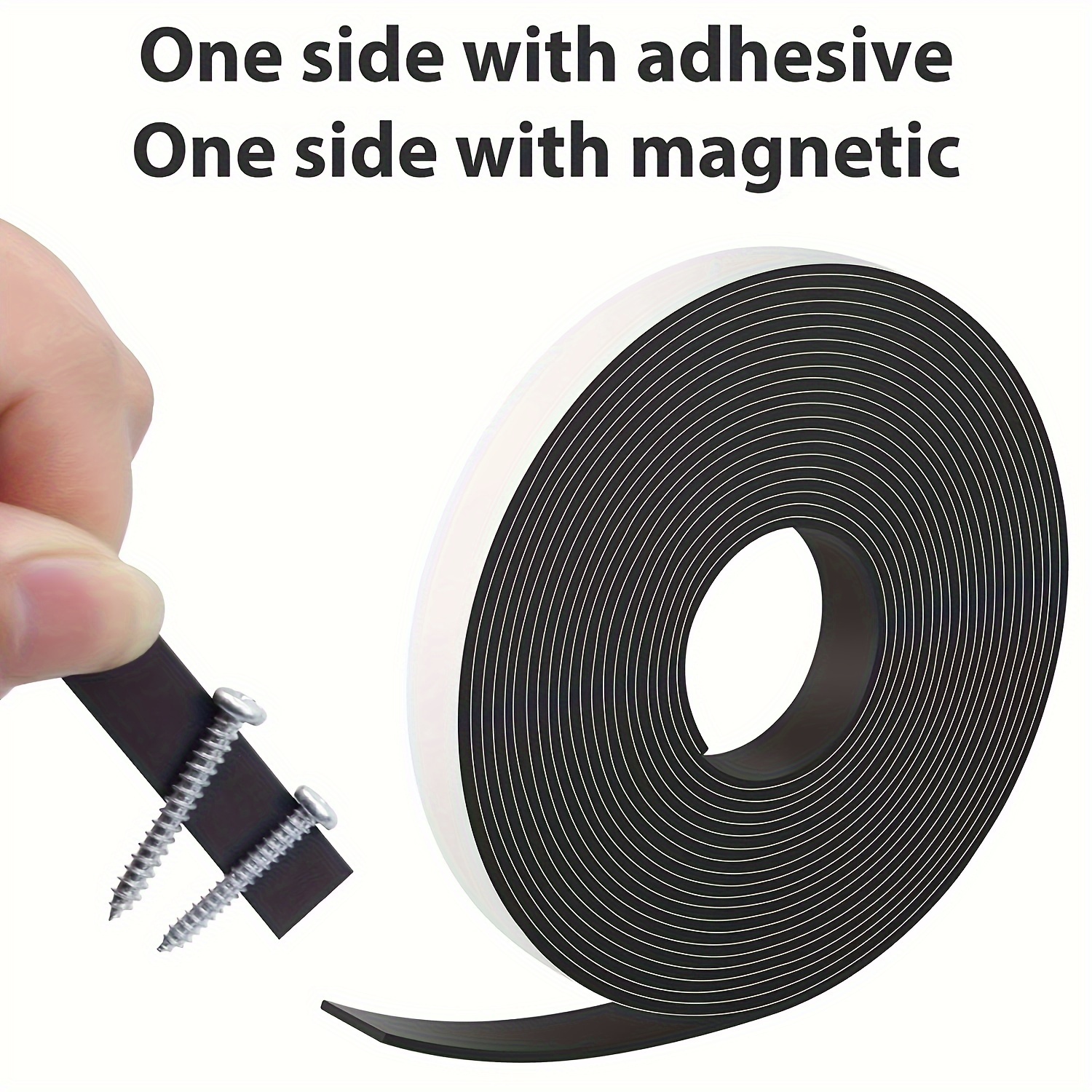Cinta magnética, rollo de cinta magnética de 15 pies (1/2 pulgadas de ancho  x 15 pies de largo), con respaldo adhesivo fuerte 3M. Perfecto para