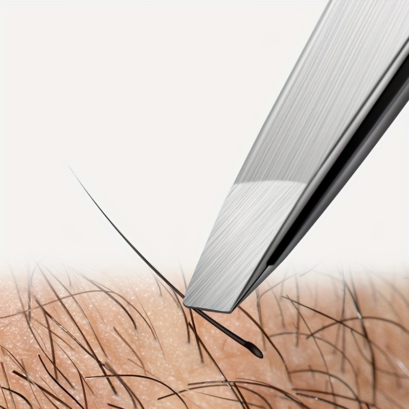 4pcs Stainless Steel Tweezers Set Eyebrow Splinter & Ingrown Hair Removal Tools with Storage Bag for Men & Women Eyebrow Grooming Tools