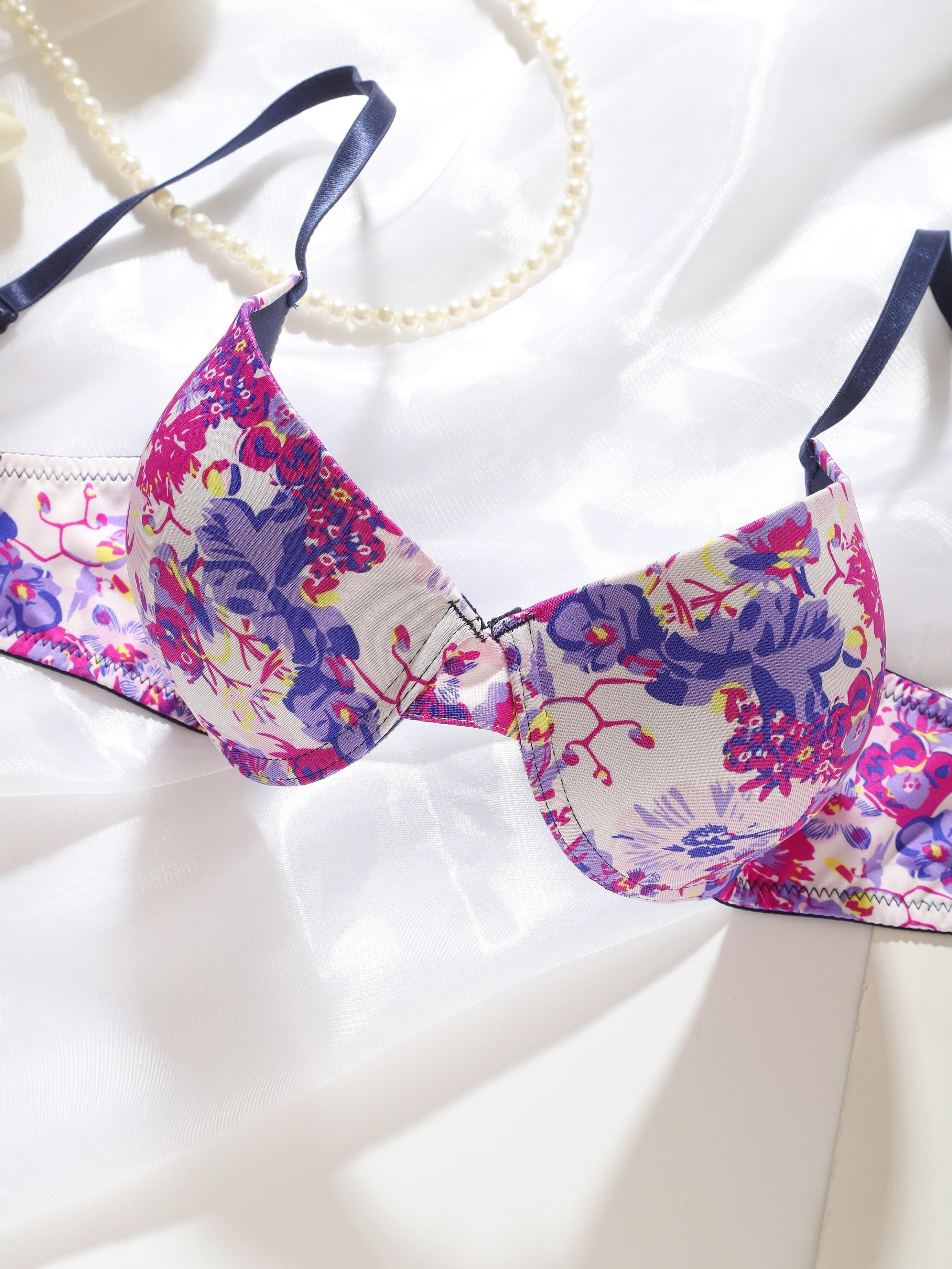 Tropical Floral Print Push Bra Sexy Comfy Breathable Stretch - Temu