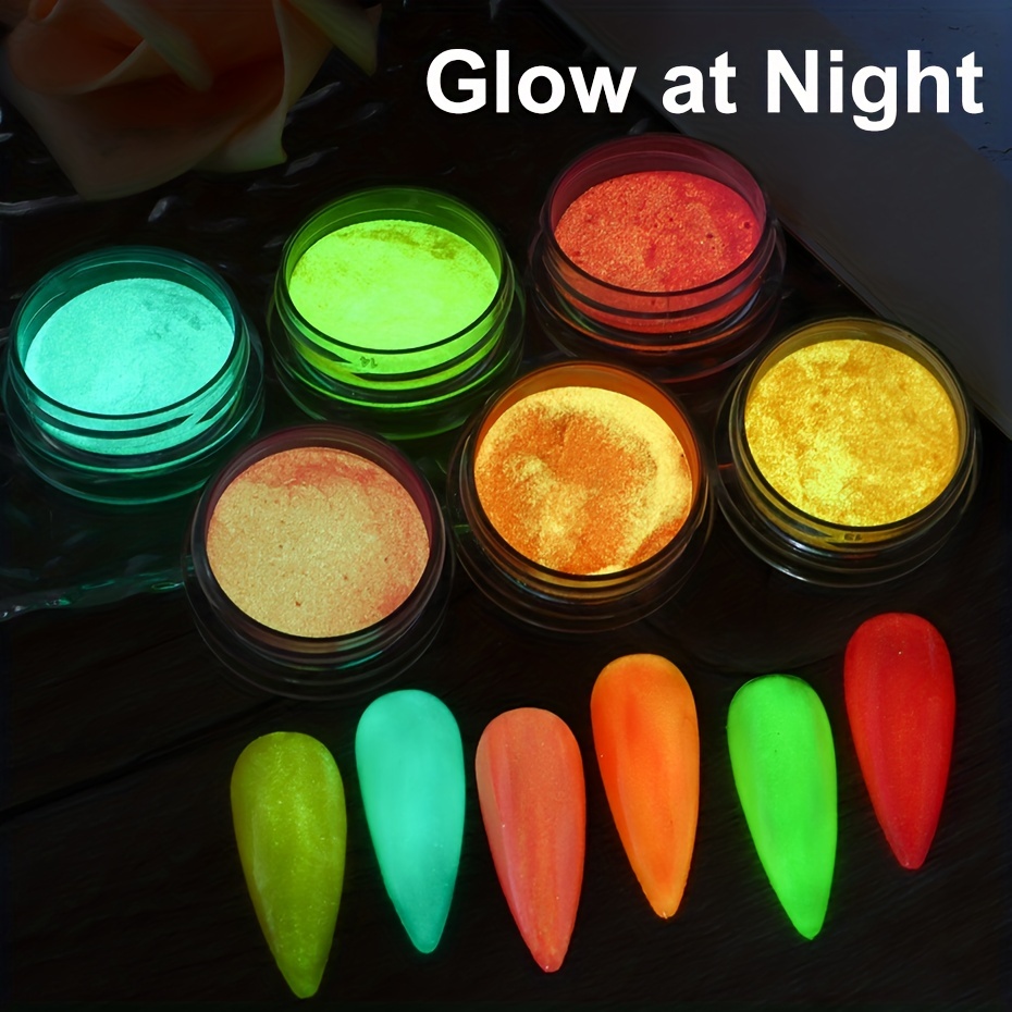 Luminous Nail Glitter Powder Glow In Green Neon Dust - Temu Australia