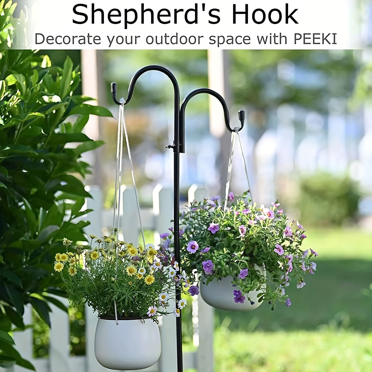 1pc Outdoor Double Shepherd Hook Double Height Adjustable Hook Garden Bar  Used For Hanging Bird Feeders Basket Lanterns Plant Hook Support With Five  Solid Base Claws - Patio, Lawn & Garden - Temu