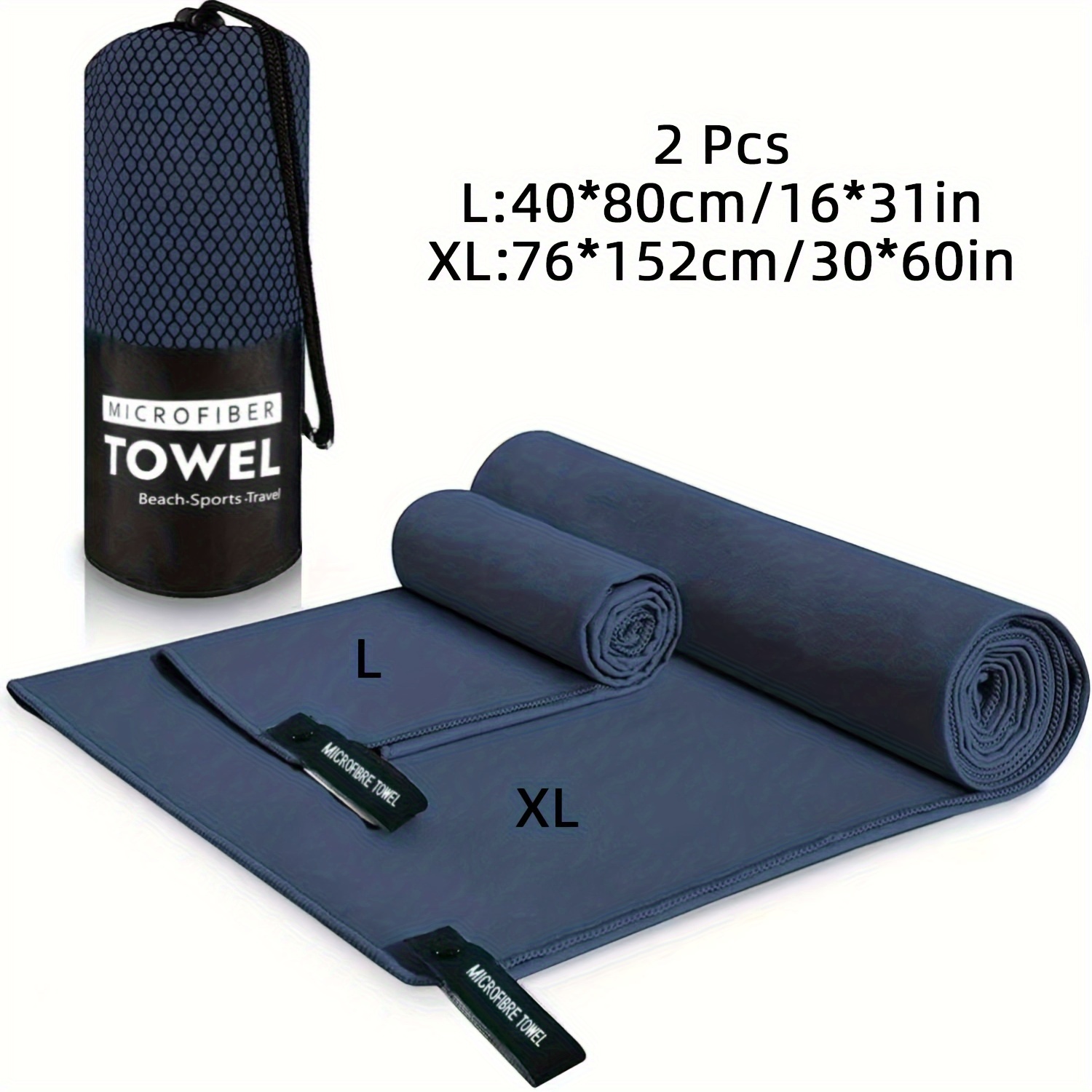 2 Pcs/Set Quick Dry Microfiber Towel, Sports Outdoor Gym Travel Joggin