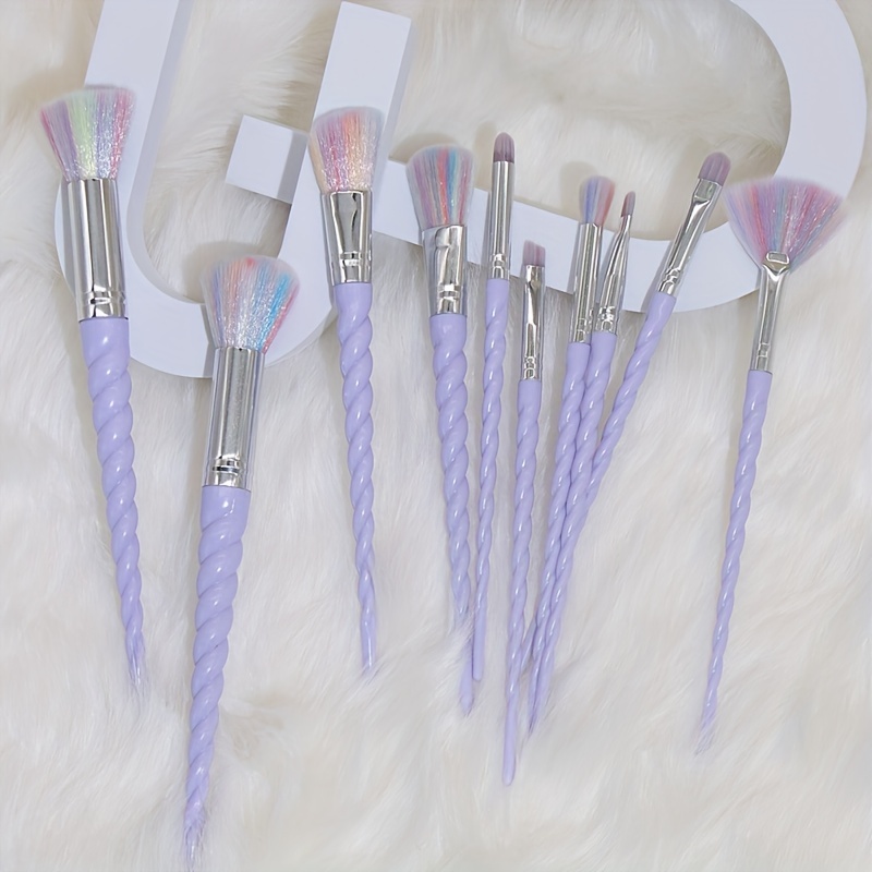 Unicorn Makeup Brushes Set Blue Foundation Powder Cosmetics - Temu