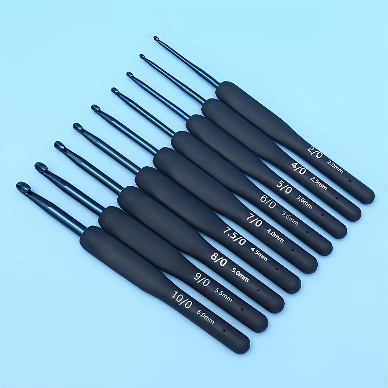 5pcs/9pcs Blue Crochet Tool Set Crochet Stainless Steel Soft Handle Crochet  Set Crochet Hooks Ergonomic Soft Grip Suitable For Beginners