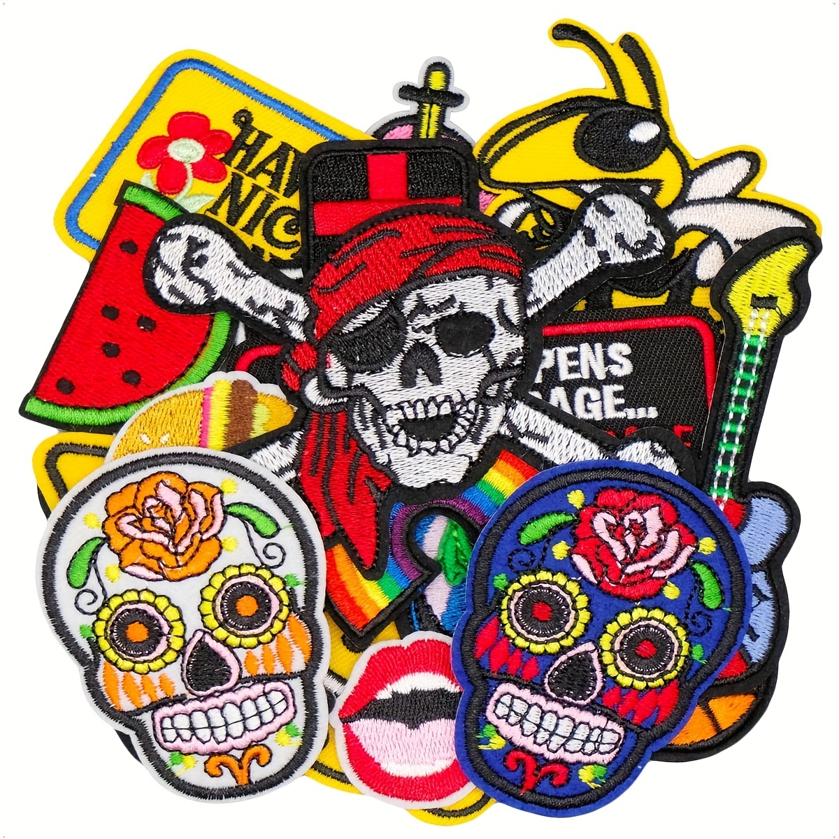 22pcs Cloth Embroidery DIY Accessories Patches, Cloth Patches Can Be Sewn  And Ironed , Shoe Hat Box Accessories Sticker Patches, For Men