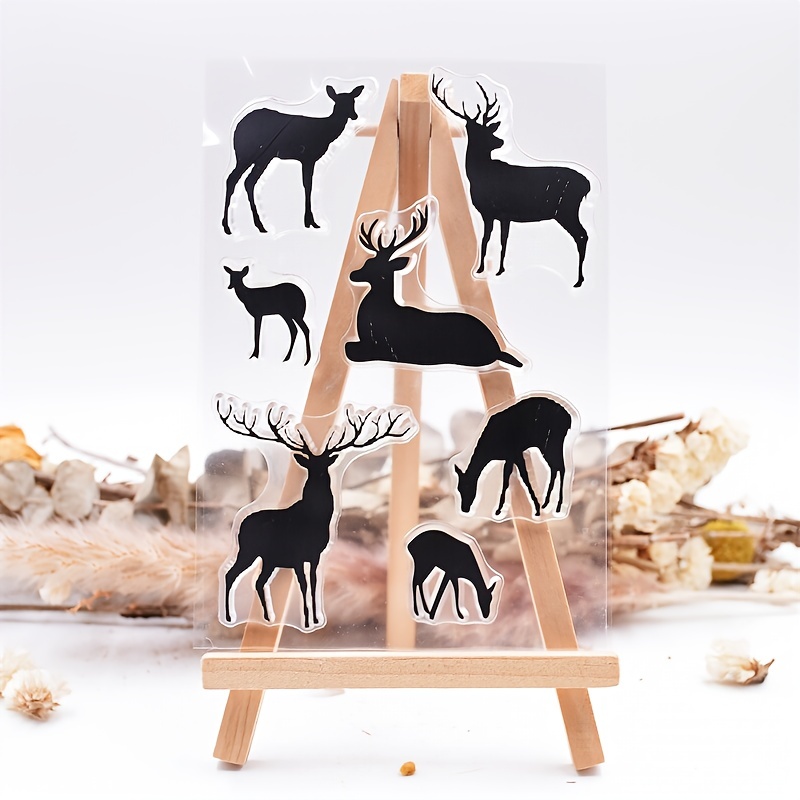1pc クリスマスの鹿の透明スタンプ、シリコンスタンプ、ペイントツール、diyカード装飾 美術・工芸・裁縫 Temu Japan