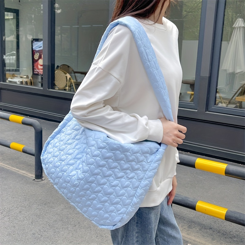 Large Capacity Padded Hobo Bag, Trendy Nylon Crossbody Bag