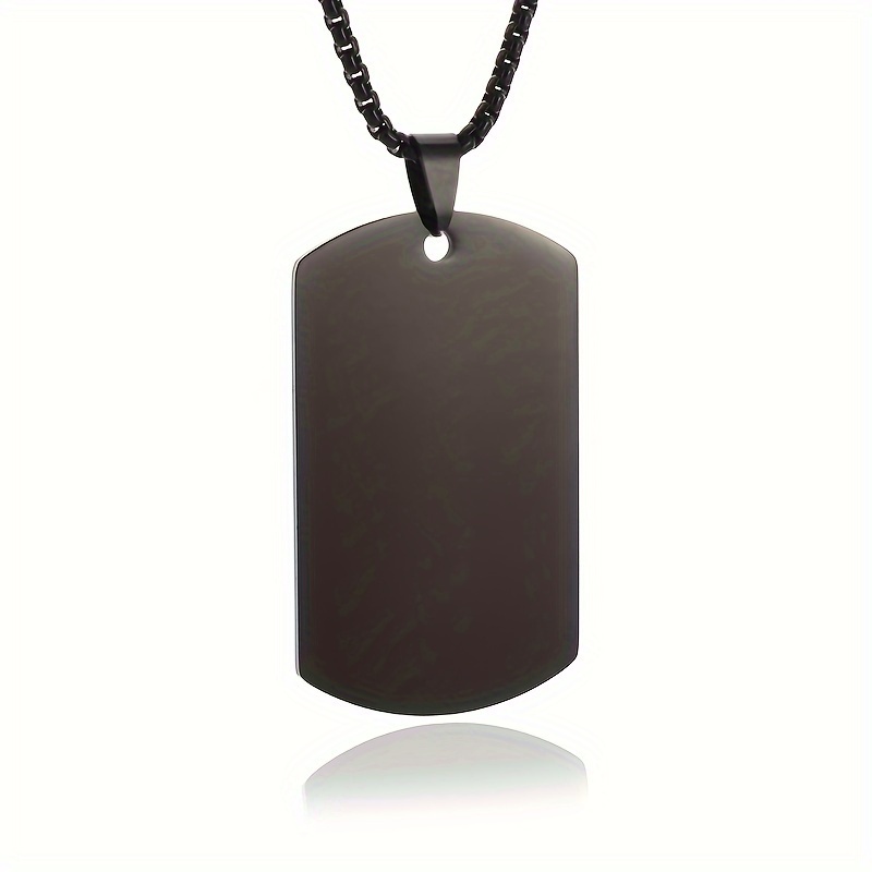 TEMU 1pc 304 Stainless Steel Simple High Quality Polished Square Pendant Necklace Men And Women Trendy Matching Costume Jewelry