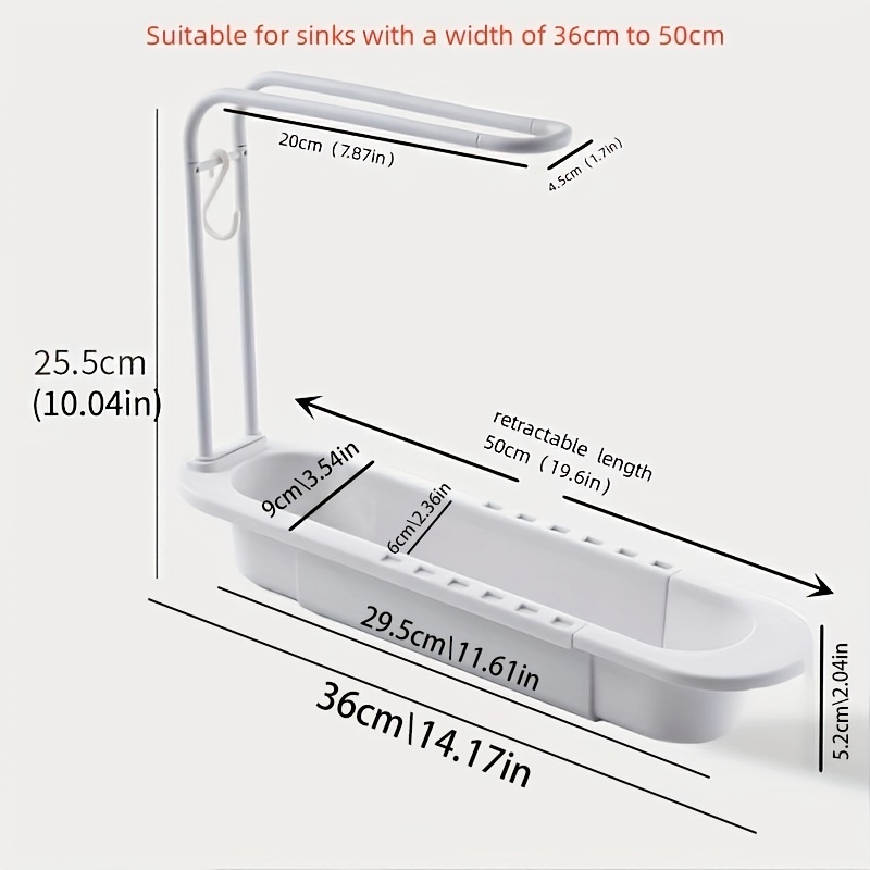 Telescopic Sink Rack - Over Sink Organizer For Dish Cloths, Sponge, And  Drain Basket - Easy To Install And Convenient For Home Kitchen - Temu