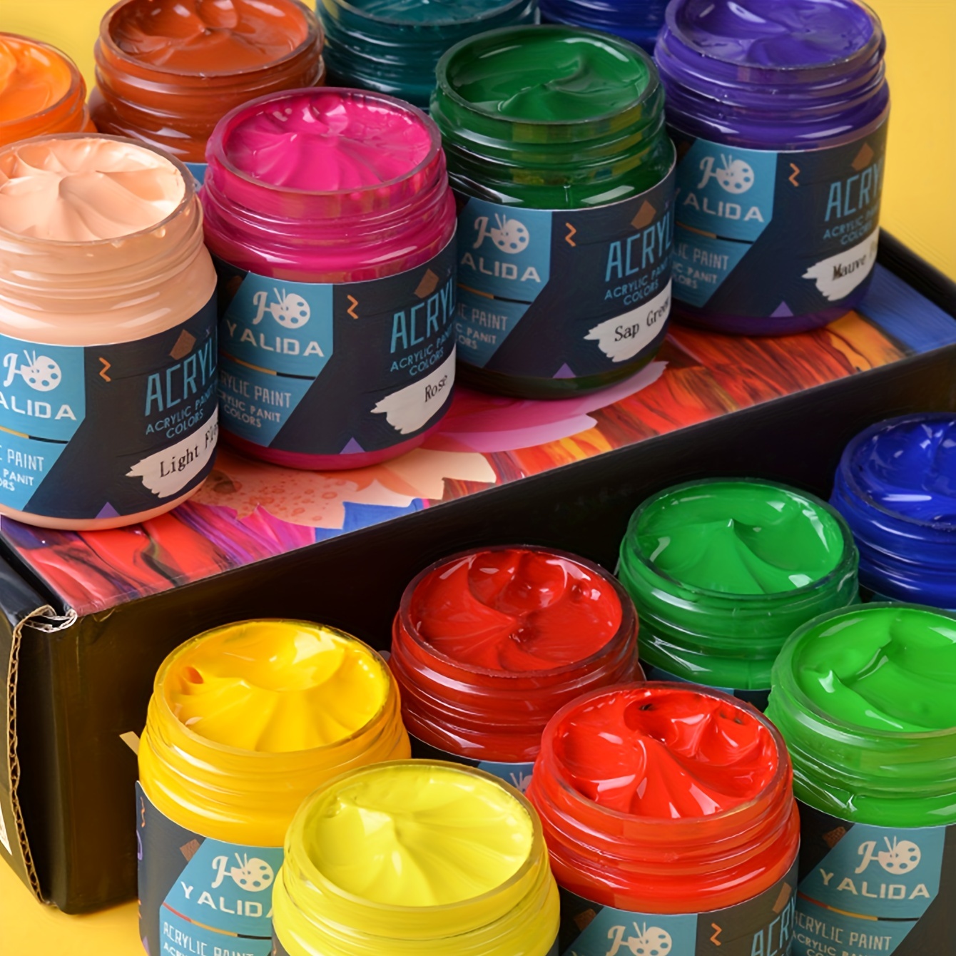 STATIONERY ISLAND Colori Acrilici Set, 24 Colori Acrilici per Dipingere  12ml, Colori Acrilici Per Dipingere Su Tela, Pittura Rocciosa, Per Bambini  e