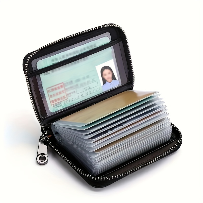 

Pu Leather Credit Card Holder Card Bag, Zipper Wallet With 20 Card Slots, Ideal Gift For Men