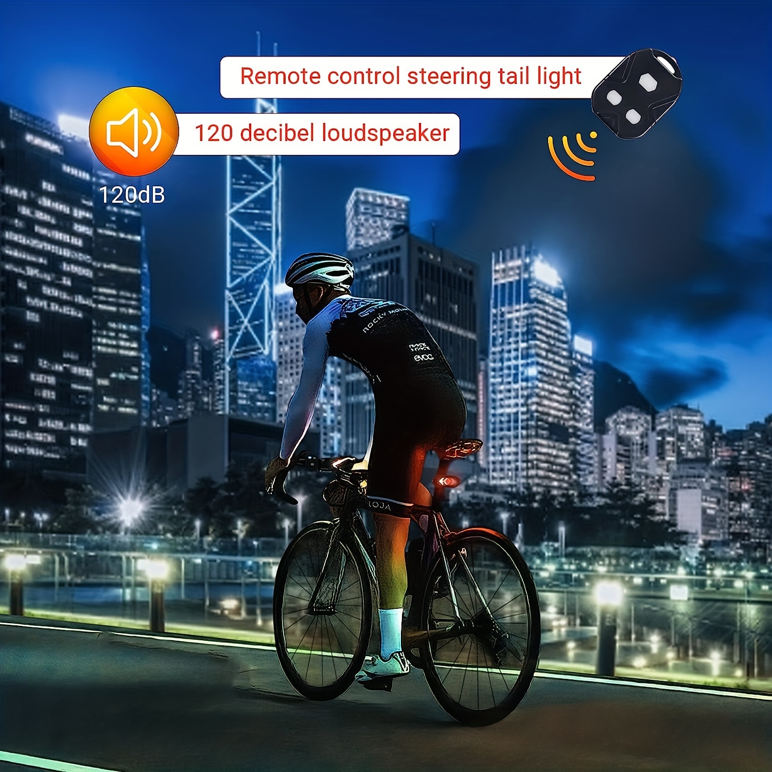 Wireless Remote Bike Tail Light w/ Signals USB Rechargeable Waterproof & Bright