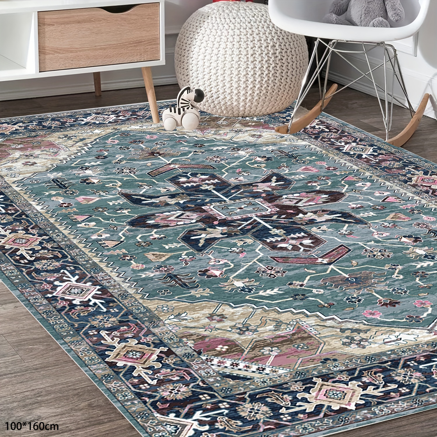 Area Rug Living Room Rugs - 8x10 Washable Boho Rug Vintage Oriental  Distressed Farmhouse Large Thin Indoor Carpet for Living Room Bedroom Under  Dining