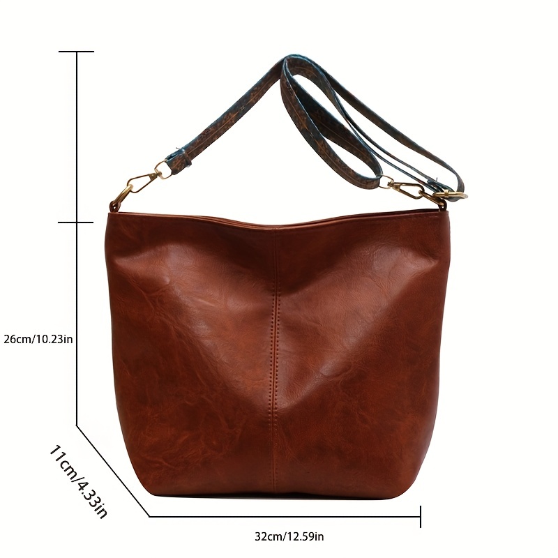 Minimalist Hobo Bag Vintage Faux Leather Crossbody Bag Large