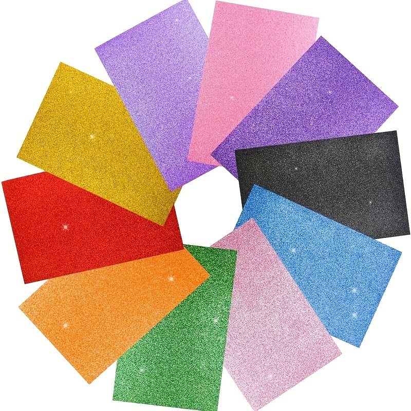 10 Pcs A4 Glitter Foam Papers Cardstock Sponge Foam EVA Paper