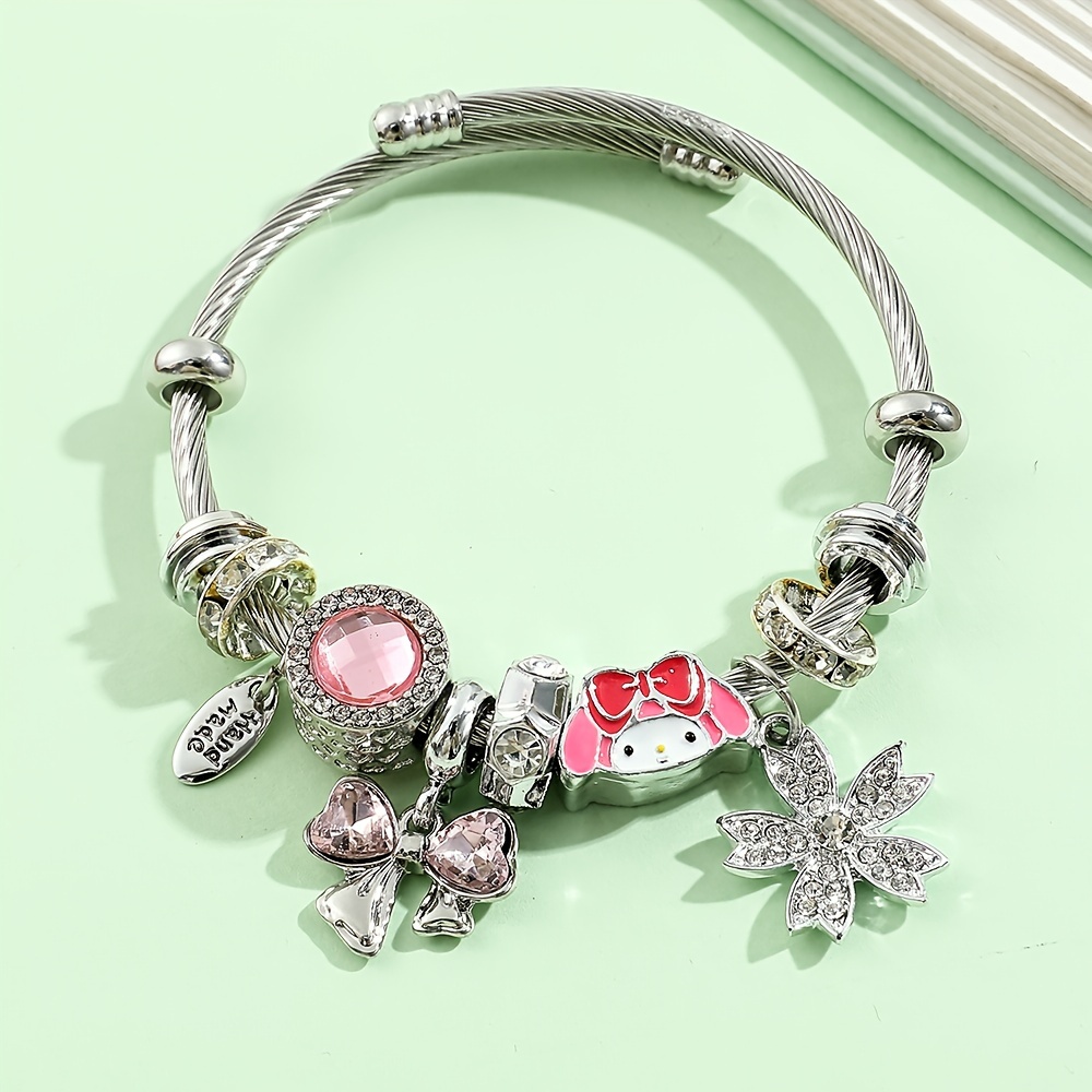 1pc Cute Anime Sanrio Christmas Style Bracelet, Cute Hello Kitty Kuromi  Melody Charms Beads Bracelet, Simple Y2K Jewelry Accessories, Ideal choice  for