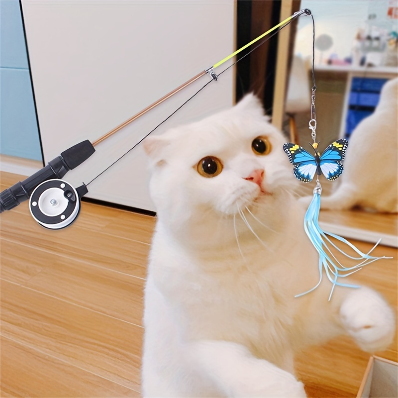 Cat Toy Retractable Cat Toy Fishing Pole Reel Pet Toy Funny - Temu