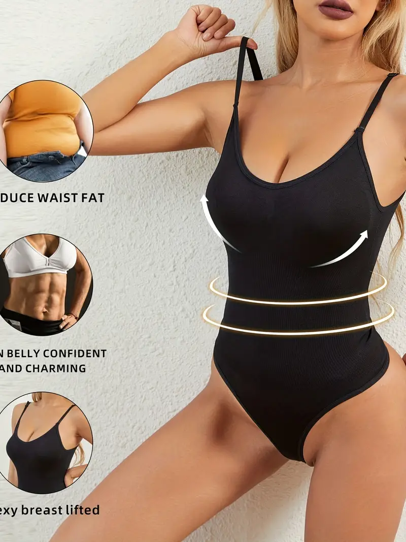 Simple Solid Shaping Bodysuit Tummy Control Slimming Slip - Temu